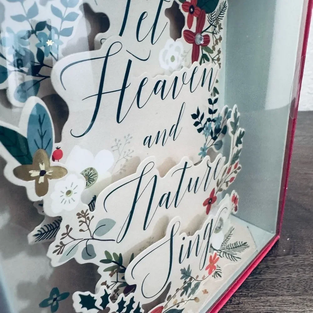 Pop Up Floral Holiday Let Heaven and Nature Sing Christmas Cards